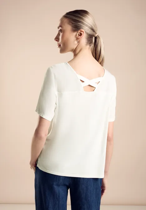 T-shirt dans un mélange de matières off white