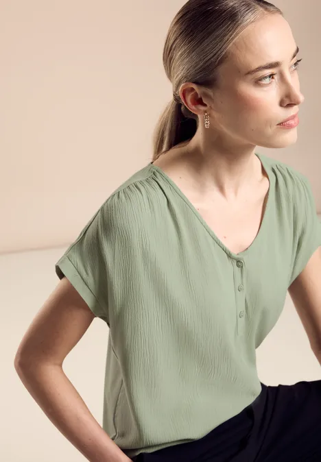 T-shirt dans un mélange de matières soft moss green