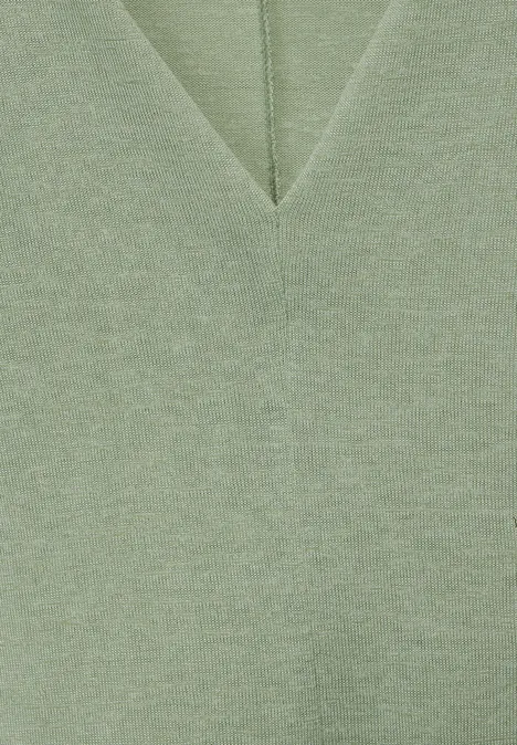 Leinen Look T-Shirt soft moss green
