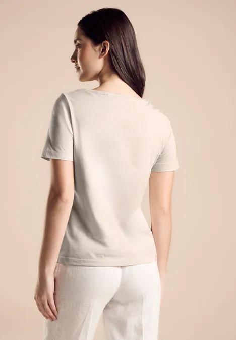 T-Shirt mit Frontprint smooth sand beige