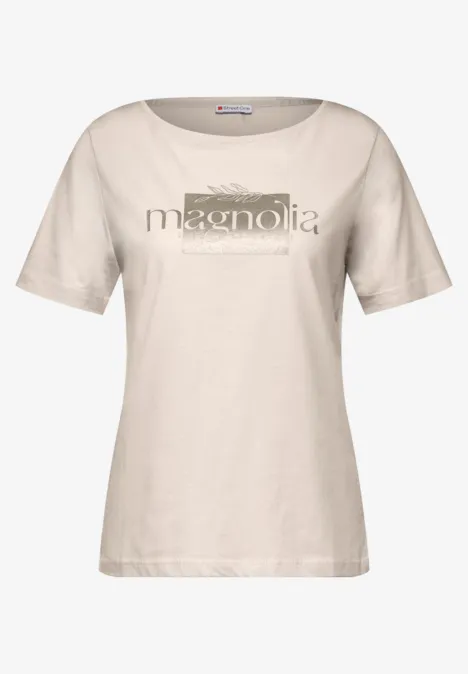 T-Shirt mit Frontprint smooth sand beige