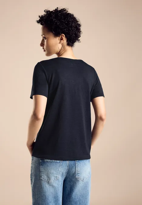 T-shirt in linnenlook deep blue
