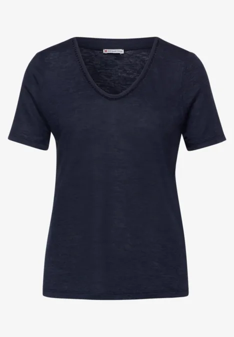 T-shirt in linnenlook deep blue