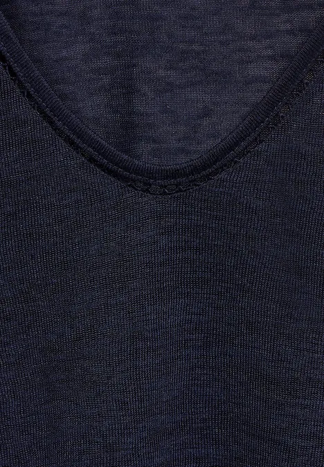 T-shirt in linnenlook deep blue