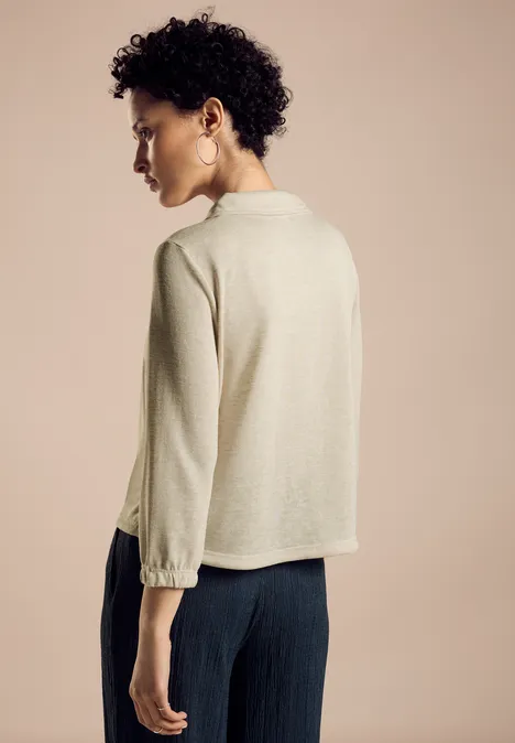 Kort vest in linnenlook smooth sand beige