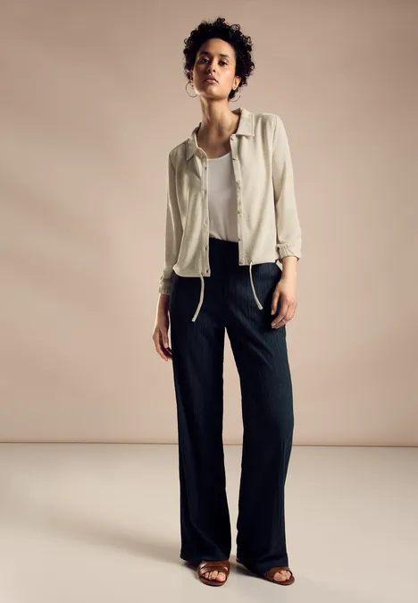 Kort vest in linnenlook smooth sand beige