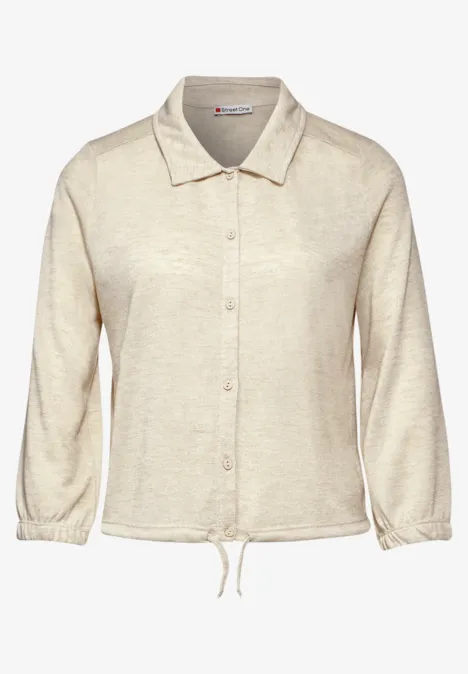 Kort vest in linnenlook smooth sand beige