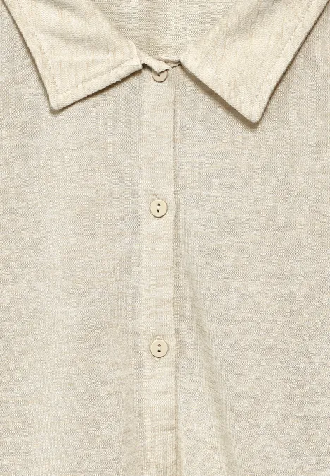 Kort vest in linnenlook smooth sand beige