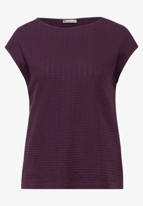 T-shirt met structuur dark berry purple