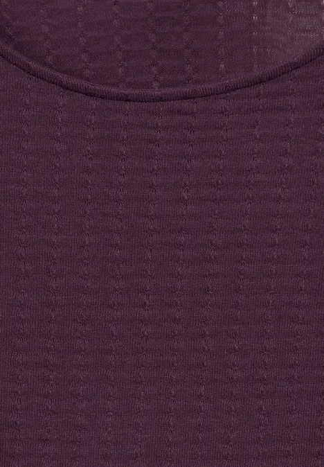 T-shirt met structuur dark berry purple