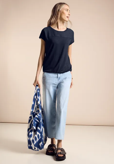 T-Shirt mit Spitze deep blue