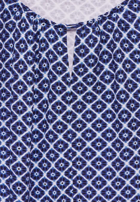Print Materialmix T-Shirt deep blue
