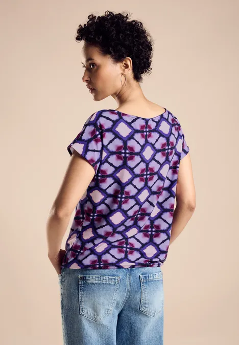 Print Materialmix T-Shirt bellflower lilac