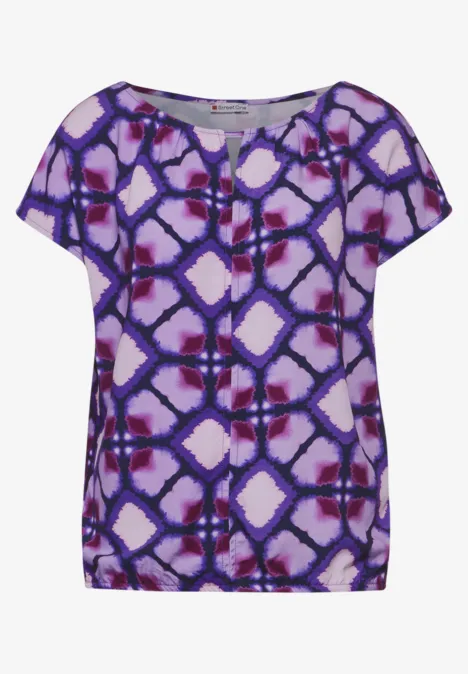 Print Materialmix T-Shirt bellflower lilac