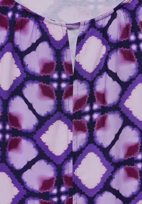 Print Materialmix T-Shirt bellflower lilac