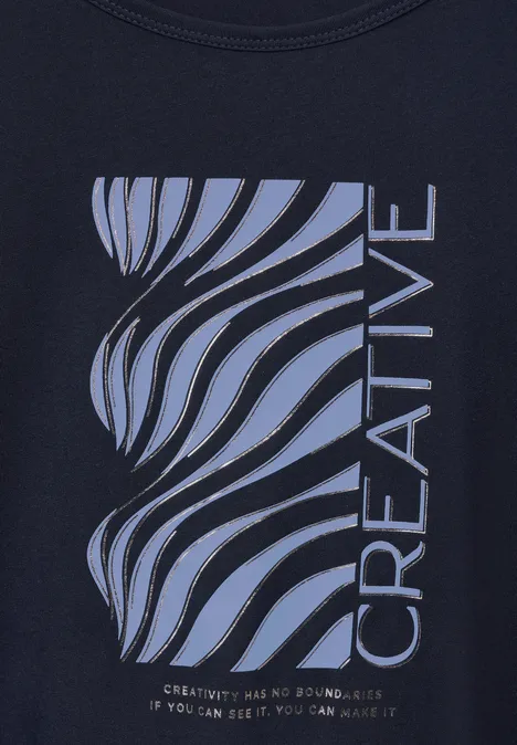 T-shirt avec imprimé sur le devant deep blue