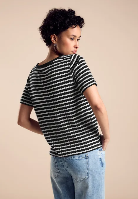 T-shirt in gebreide look Black
