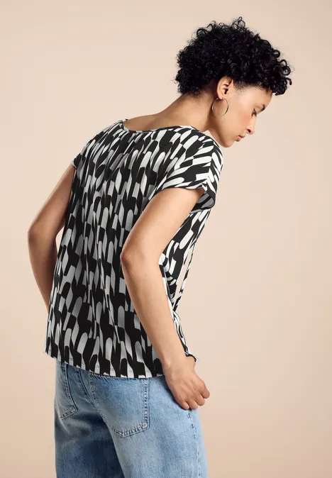 Materialmix-T-Shirt Black