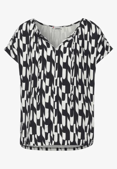 Materialmix-T-Shirt Black