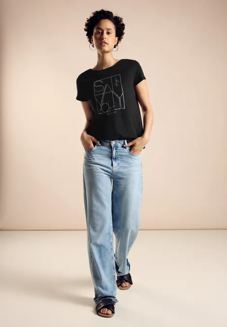 T-Shirt mit Print Black