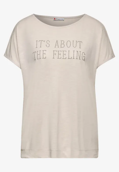 T-Shirt mit Schriftzug smooth sand beige