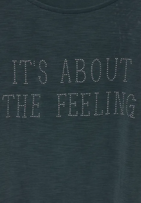 T-Shirt mit Schriftzug hunter green