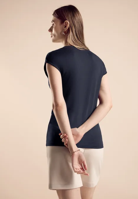 Sommershirt in Unifarbe deep blue