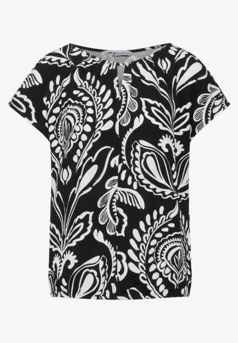 Materialmix-T-Shirt Black