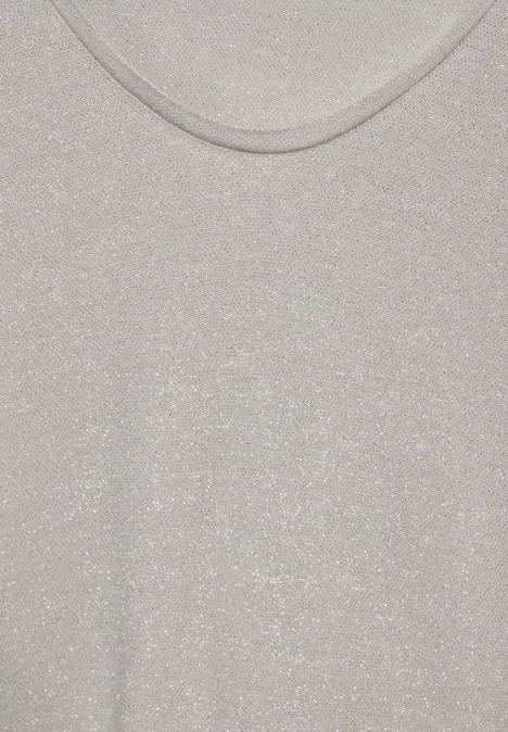 T-Shirt im Glanz-Look smooth sand beige