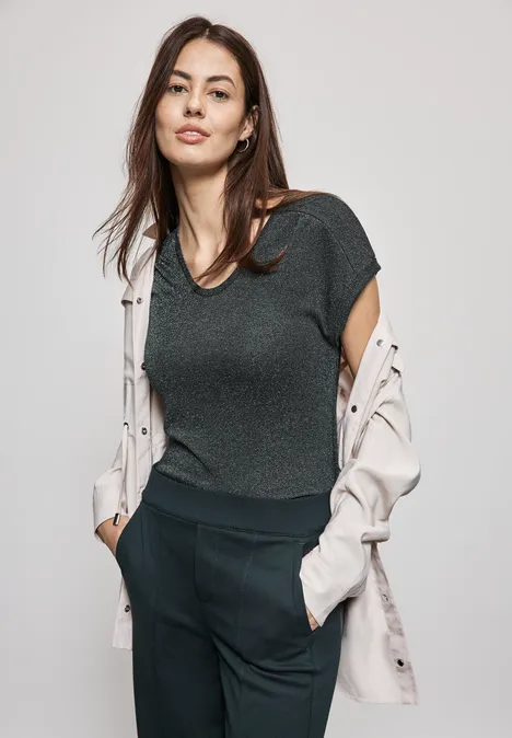 T-Shirt im Glanz-Look hunter green