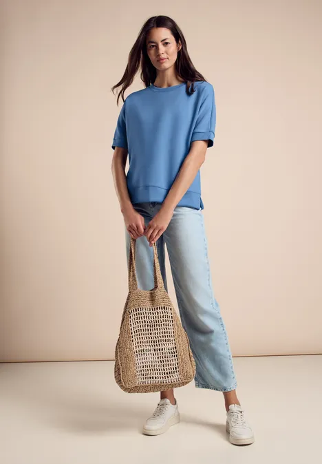 T-Shirt im Silk-Look marina blue