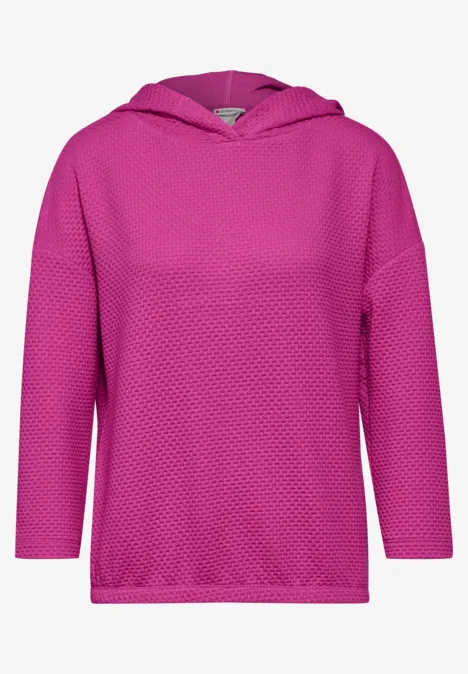Strukturshirt mit Kapuze royal fuchsia