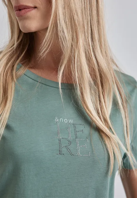 T-shirt met tekst seafoam green