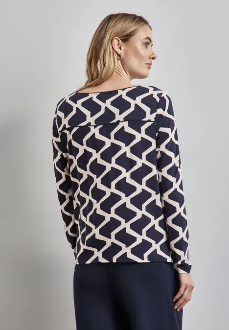 Bedrucktes Langarmshirt deep blue