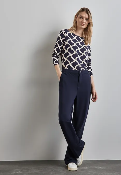 Bedrucktes Langarmshirt deep blue