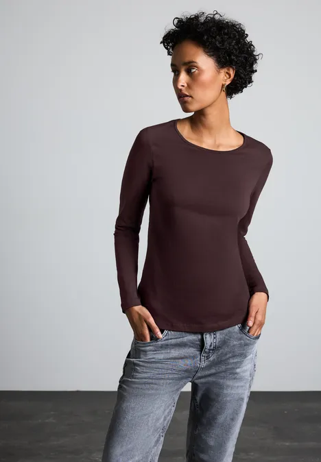 Basic Langarmshirt enigma red