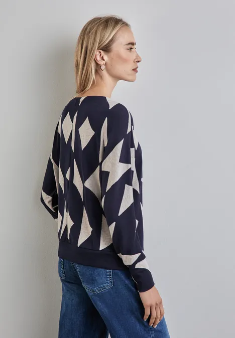 Jaquard-Shirt night sky blue