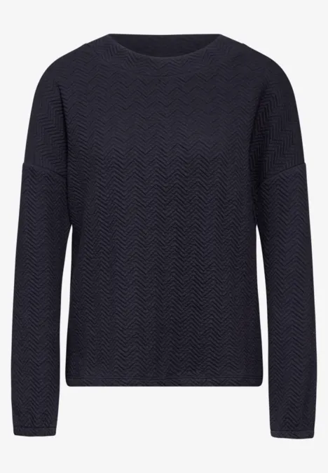 Strukturshirt mit Turtleneck night sky blue