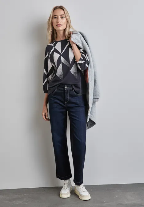 Jaquard-Shirt night sky blue