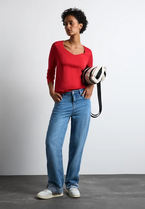 Zacht shirt met lange mouwen mandarin red Zacht shirt met lange mouwen mandarin red