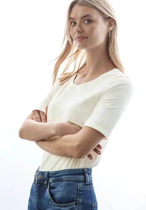 T-Shirt mit Rundhals off white T-Shirt mit Rundhals off white