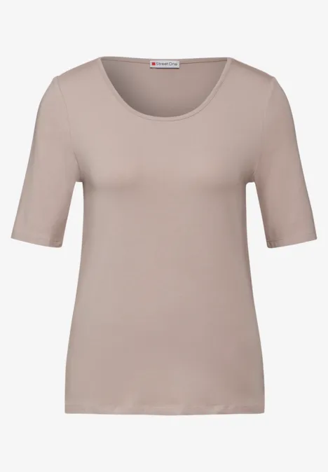 T-Shirt mit Rundhals light mocha beige