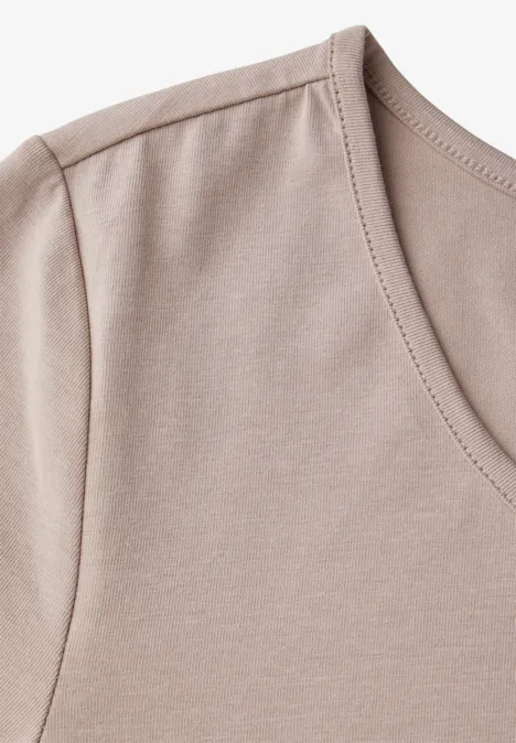 T-Shirt mit Rundhals light mocha beige