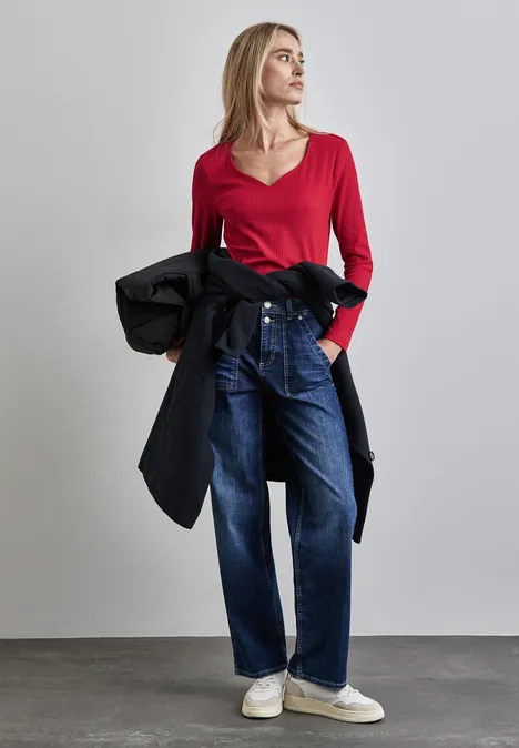 Shirt met hartvormige halslijn autumn red