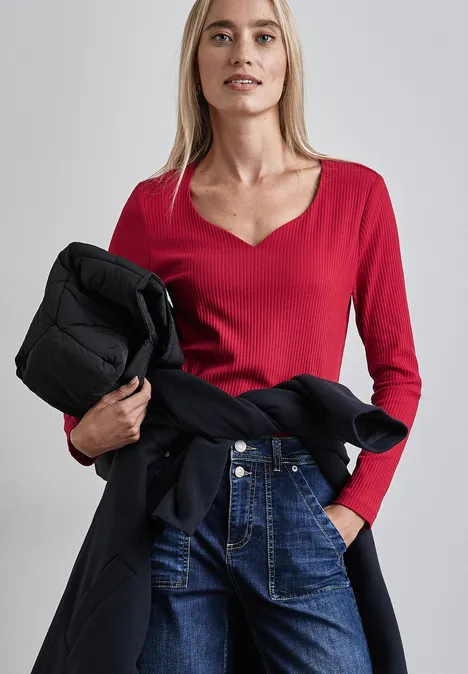 Shirt met hartvormige halslijn autumn red