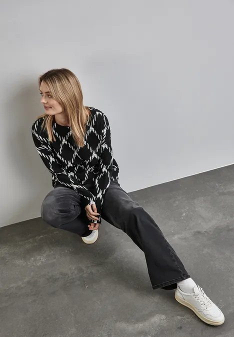Strukturshirt mit Karomuster Black