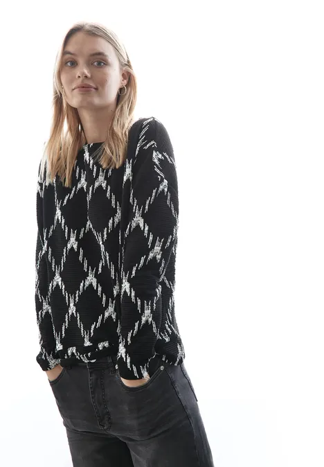 Strukturshirt mit Karomuster Black