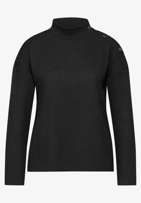 Strukturshirt mit Knöpfen Black