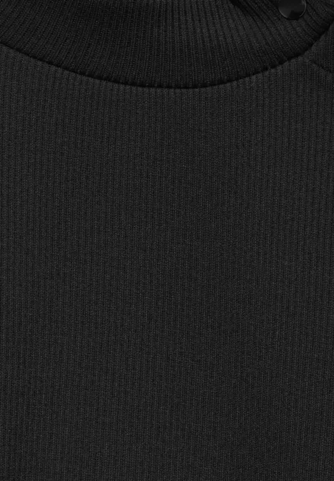 Strukturshirt mit Knöpfen Black