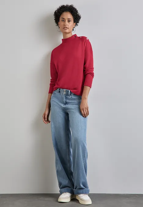 Strukturshirt mit Knöpfen autumn red